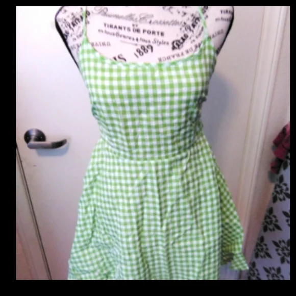 NEW Gingham Halter spring/summer dress with lace up back - Picture 2 of 3